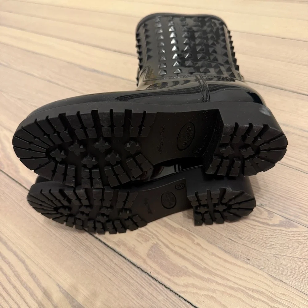 VALENTINO Garavani Women’s Black Studded Rubber Rain Boots Size 36